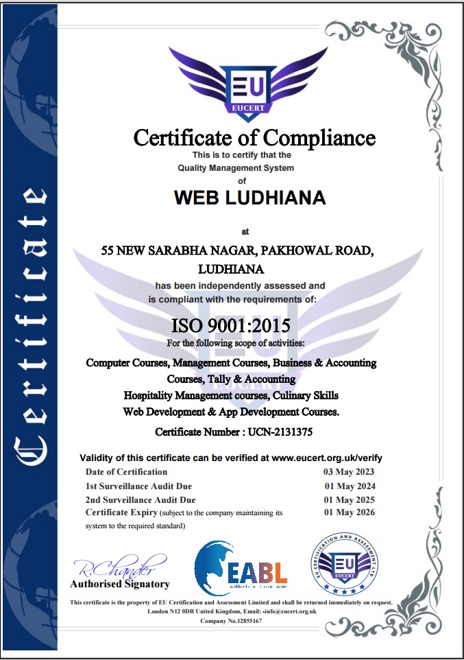 iso certification of webludhiana